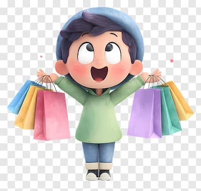 Boy Happy Shopping Cartoon