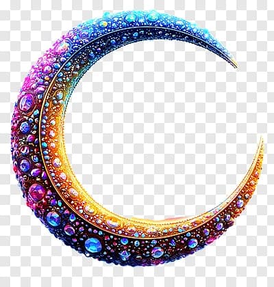 Ornate Jeweled Crescent Moon