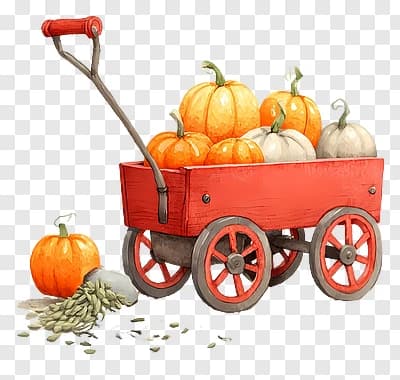 Red Wagon Full of Pumpkins