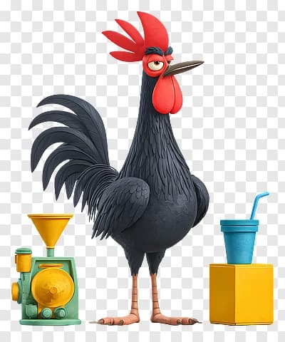 Sassy black rooster character