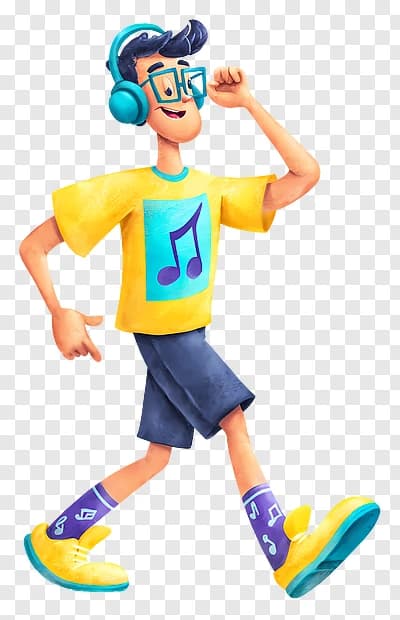 Boy in Yellow Shirt Listening to Music