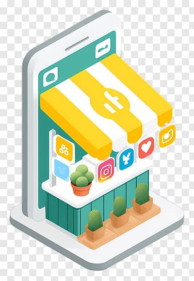 Isometric smartphone storefront model