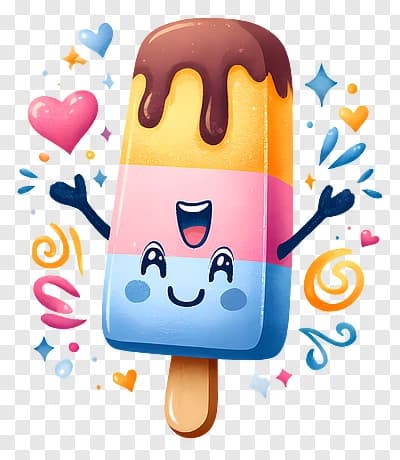Happy Tri-Color Popsicle Cartoon