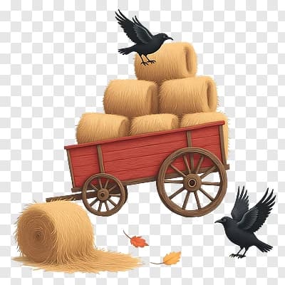 Rustic Harvest Wagon with Crows