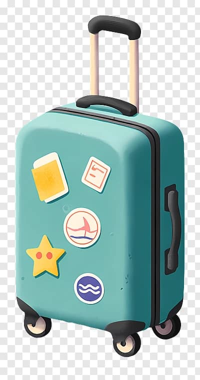 Teal Stickered Travel Suitcase