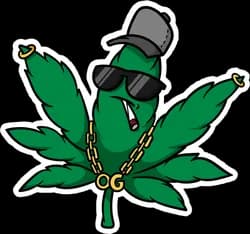 Cartoon Weed Leaf, Artistic Mary Jane Leaf, Creative THC Representation, Fun Marijuana Graphic, Vibrant Ganja Icon PNG