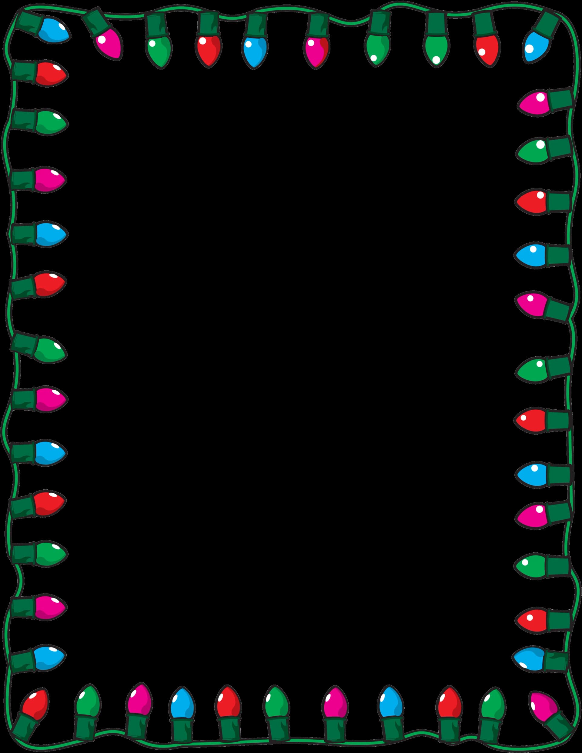 Christmas Lights Frame, Twinkling Ornaments, Bright Accents, Holiday Cheer, Celebration Vibe PNG