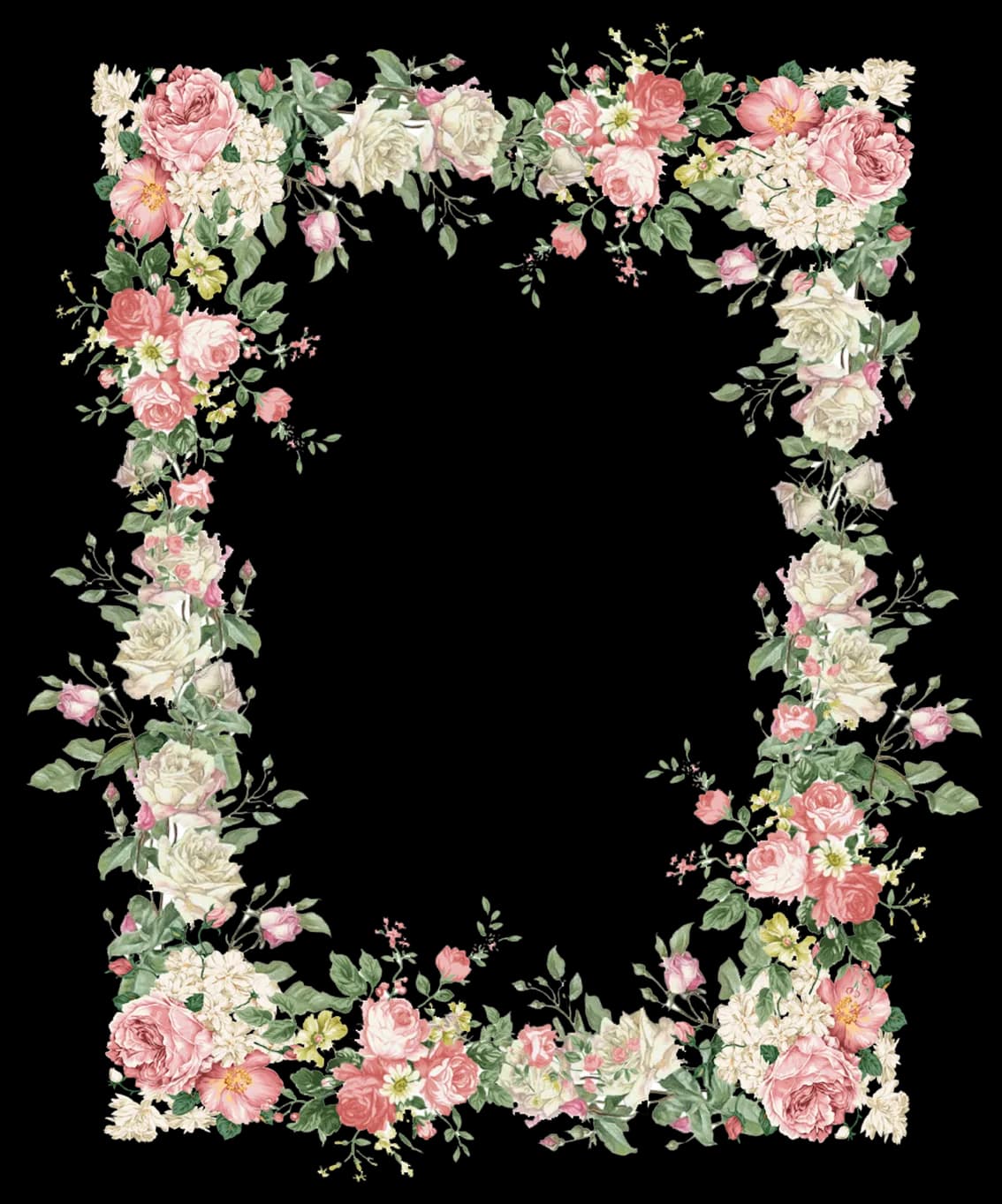 Frame Flower, Flower Border, Nature Motif, Decorative Border, Elegant Foliage PNG