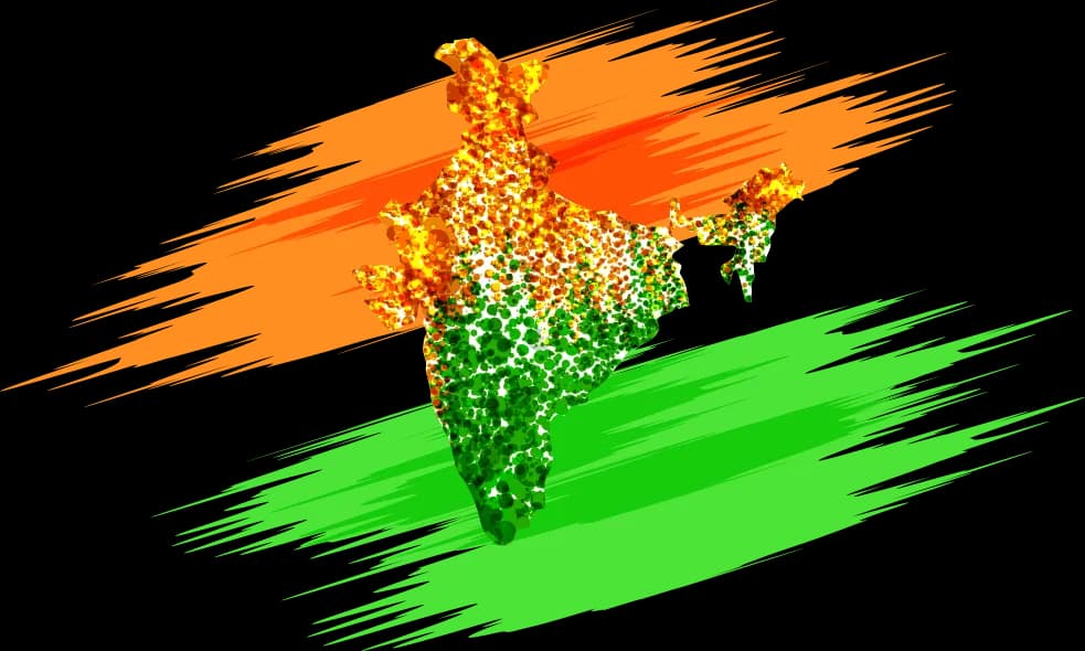 India Map, Borders, Terrain, States, Cities PNG