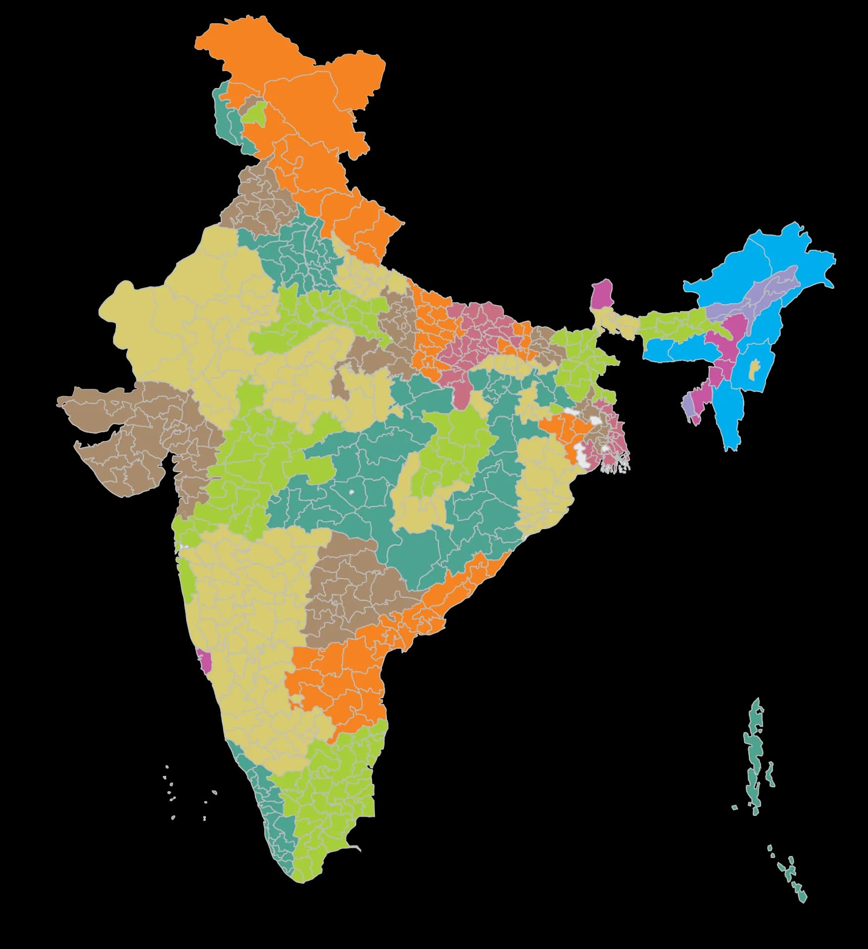 India Map, States, Political Boundaries, Cities, Cultural Diversity PNG