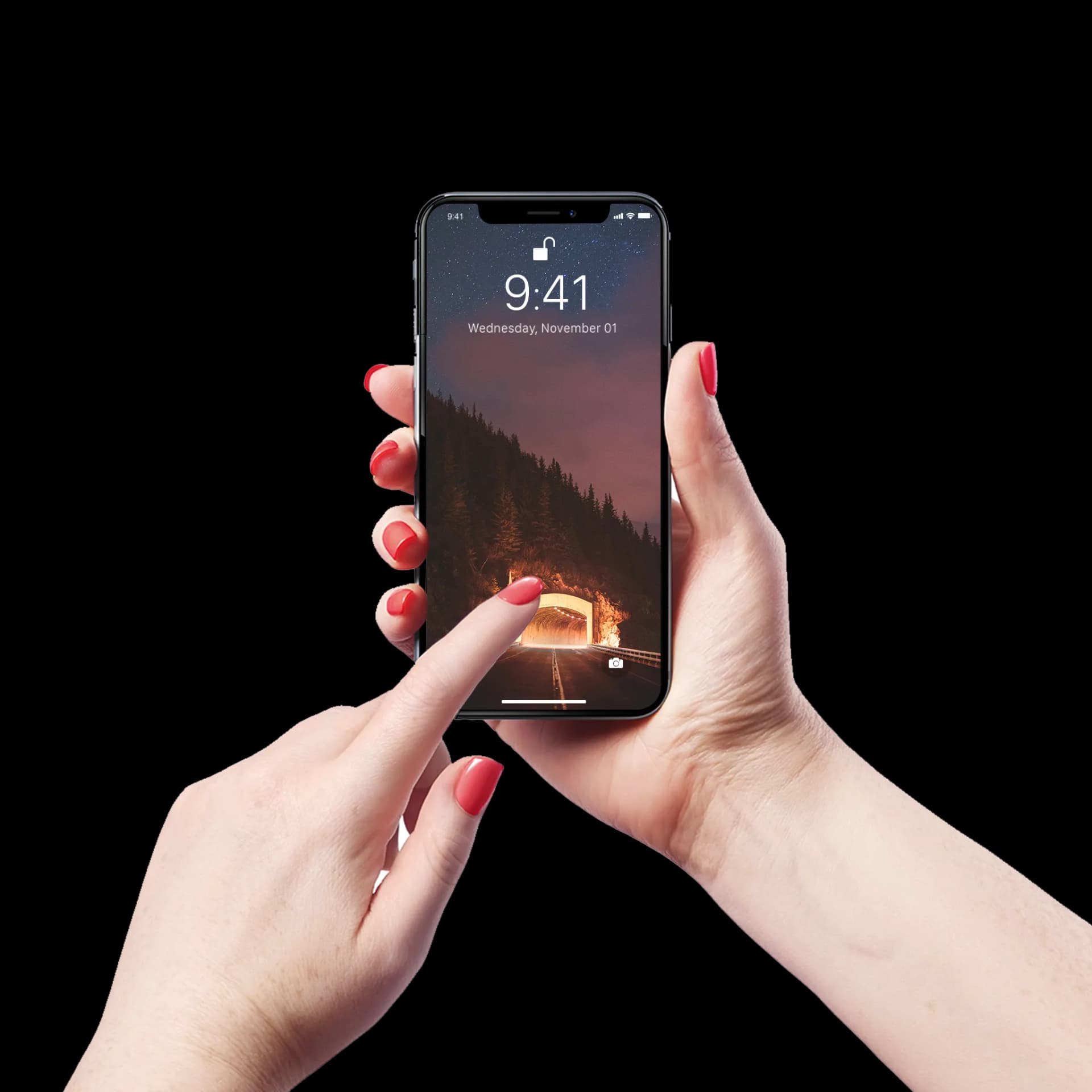 Nailpaint Hand Holding IPhone, Smartphone Grip, Stylish Manicure, Trendy Accessories, Fashionable Hand PNG