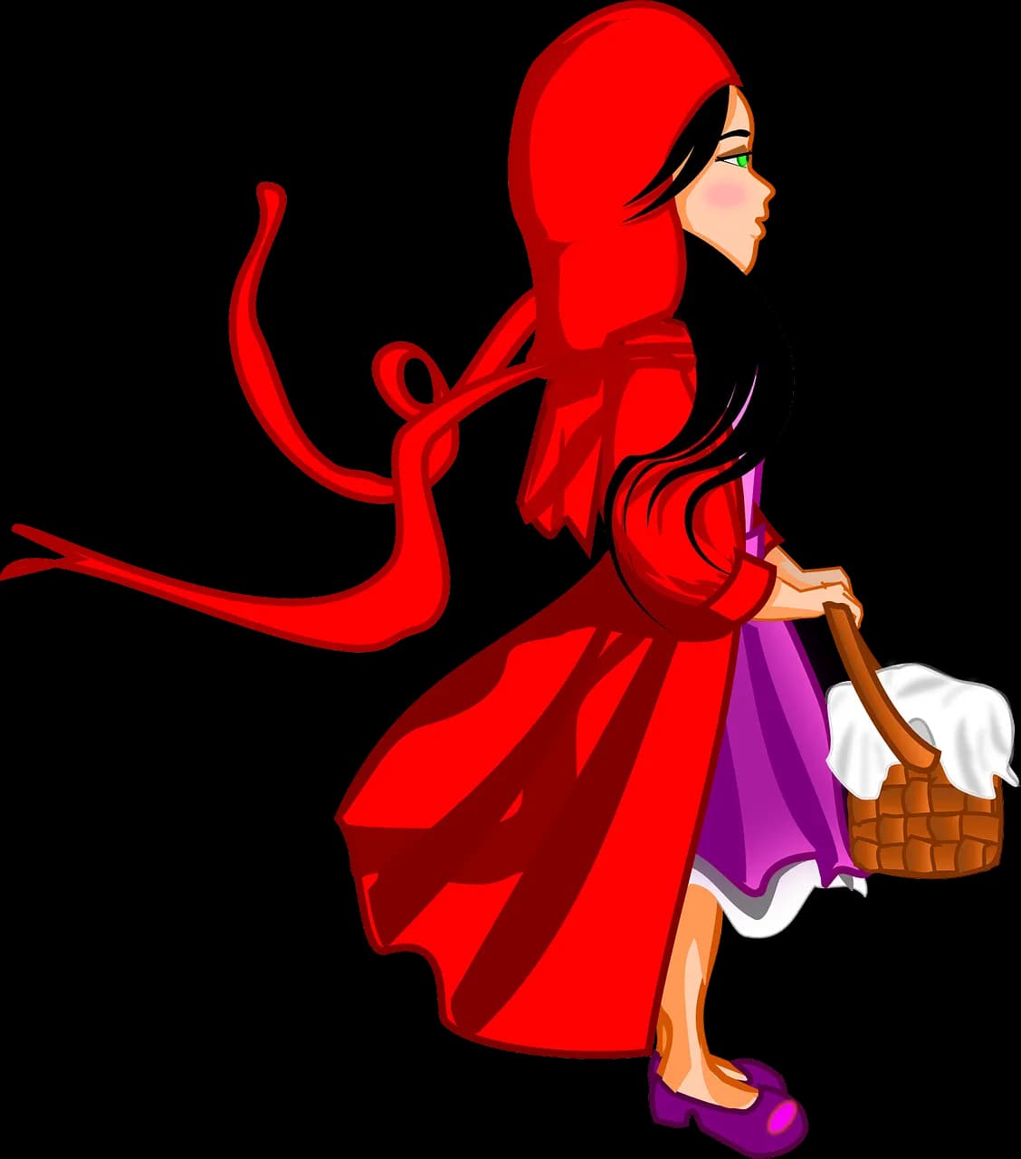 Red Riding Hood, Basket, Wolf, Journey, Encounter PNG