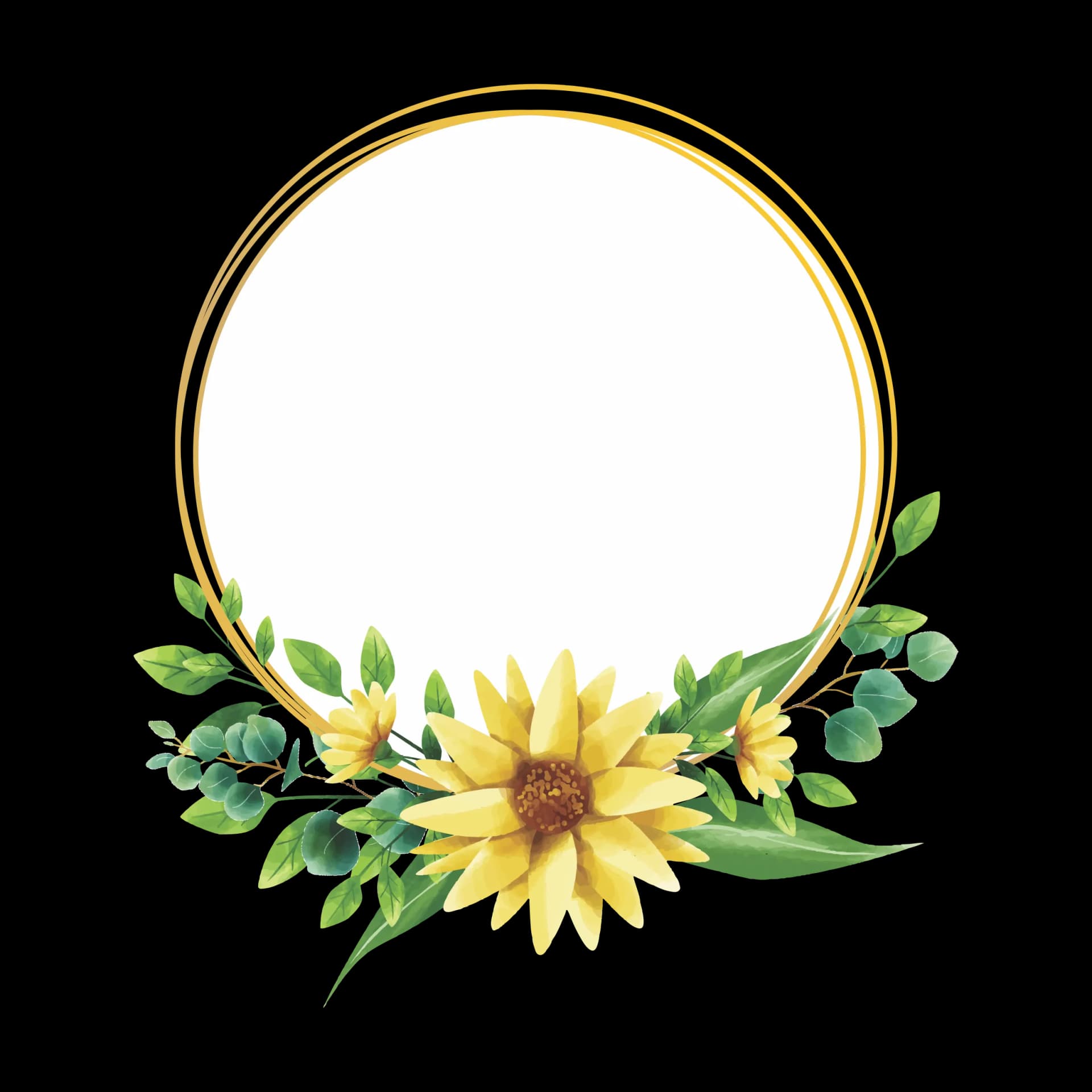Sunflower Frame, Bright Blooms, Rustic Accents, Floral Border, Garden Theme PNG