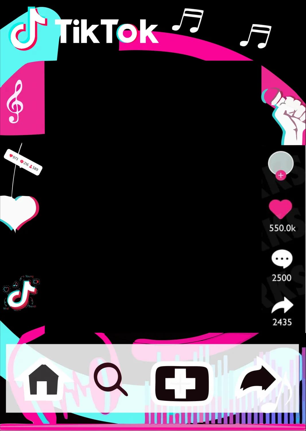 Tiktok Frame, Digital Sharing, User Engagement, Trending Format, Video Content PNG