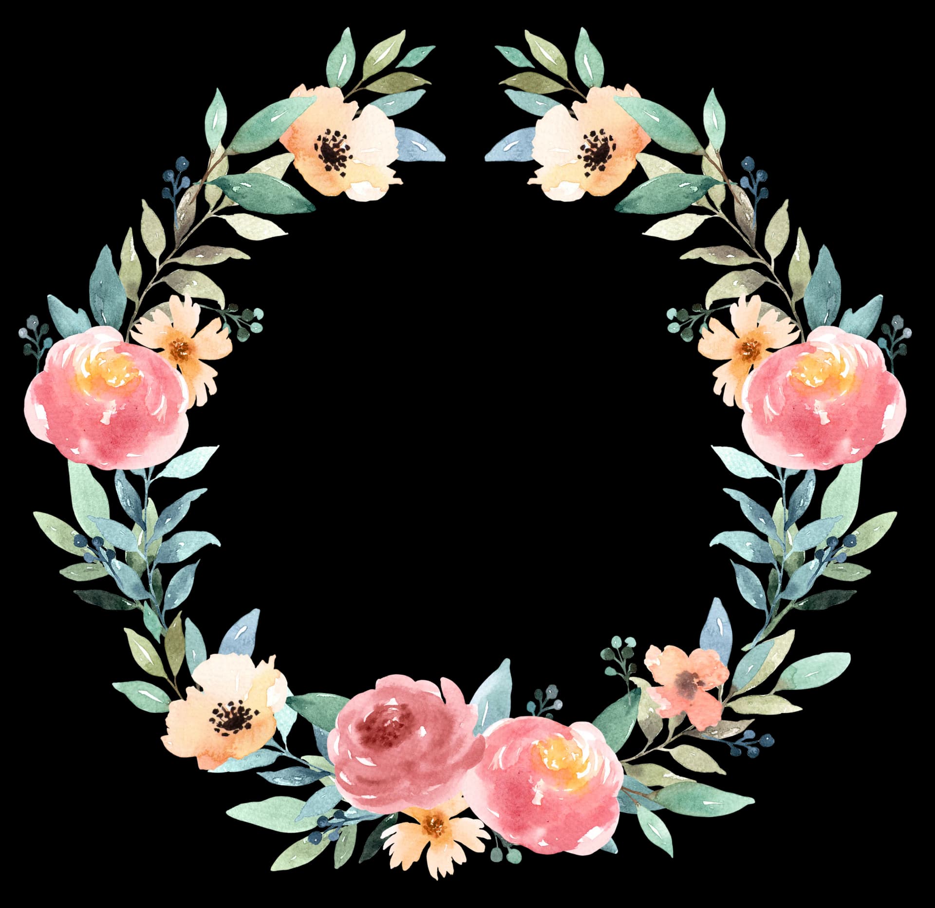 Watercolor Floral Frame, Vintage Bloom, Botanical Border, Blossom Decor, Nature Inspired PNG