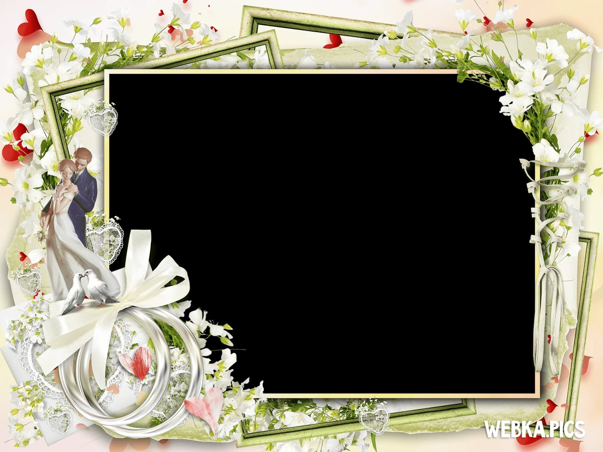Wedding Frame, Cherished Moments, Customizable Border, Love Theme, Romantic Keepsake PNG