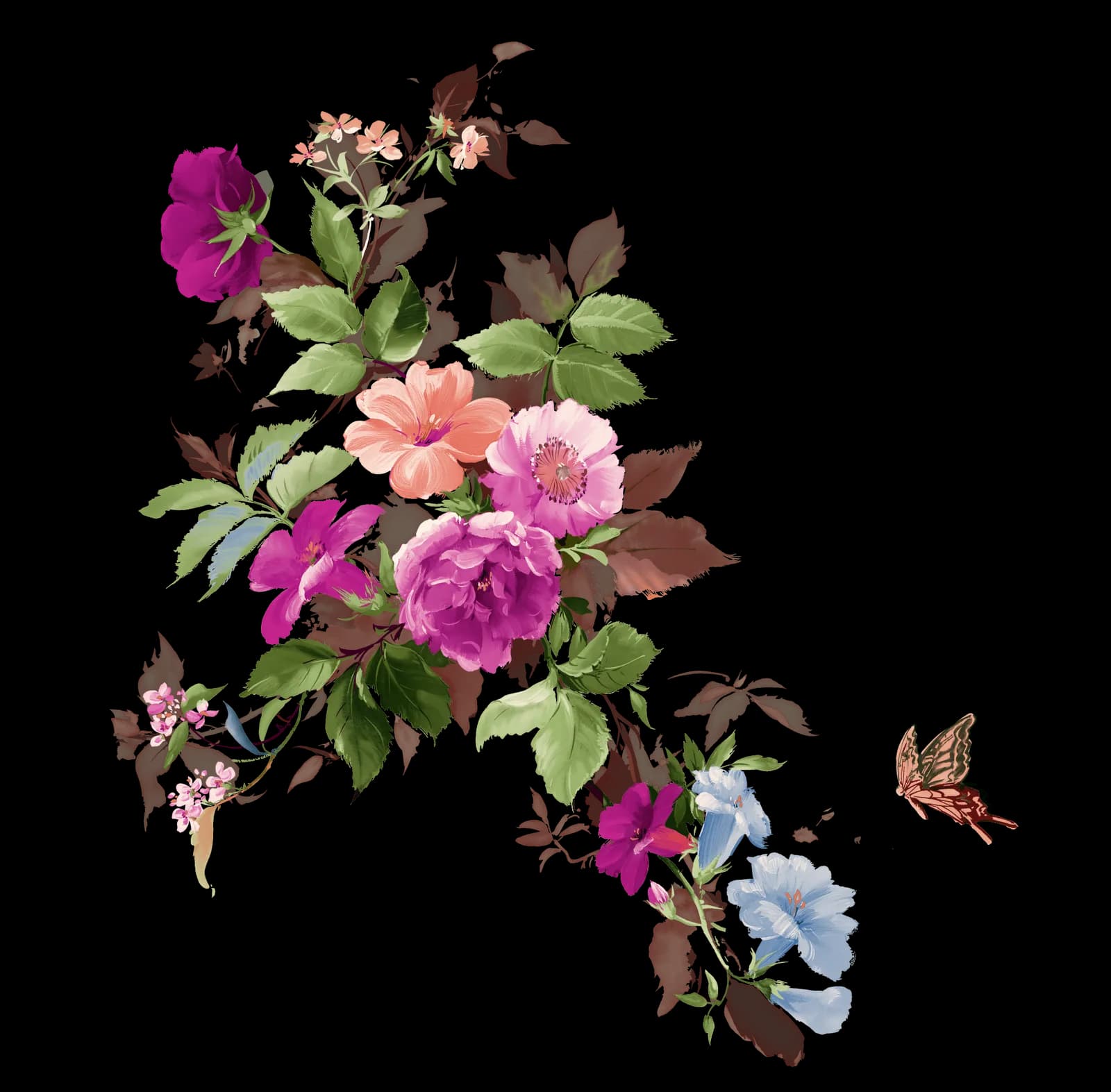 Frame Flower, Elegant Petals, Floral Border, Decorative Blossom, Nature Outline PNG