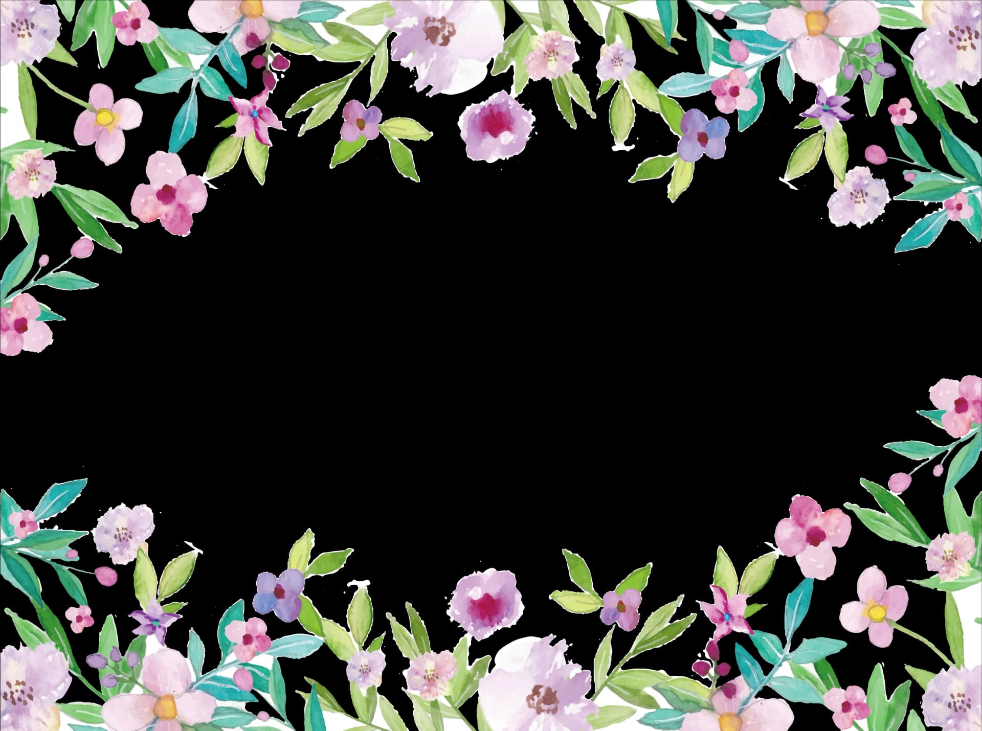 Watercolor Floral Frame, Colorful Nature Frame, Whimsical Blossom Edge, Decorative Garden Trim, Elegant Botanic Border PNG